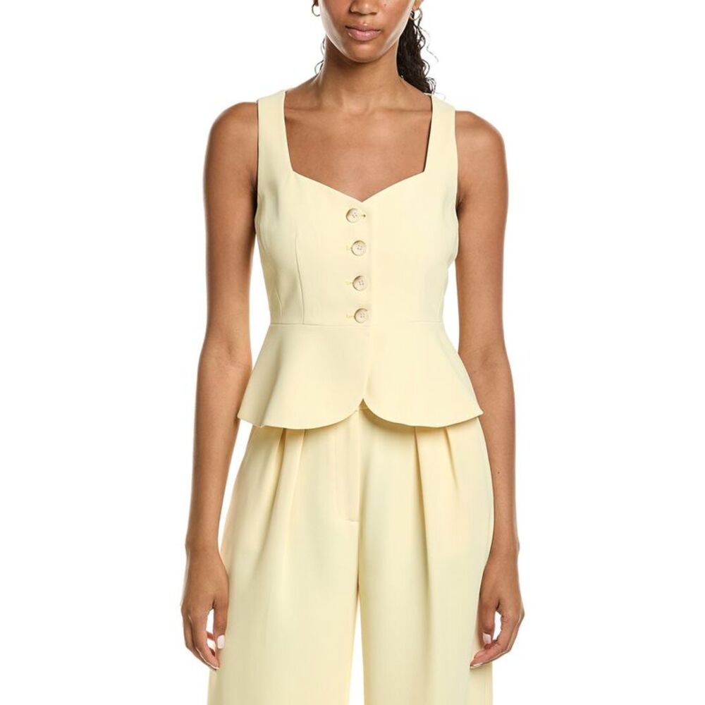 Kenneth Cole Womens Curved Peplum Vest, Yellow